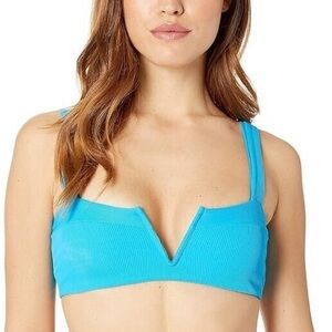 L*Space Blue Sporty V-Notch Bikini Top